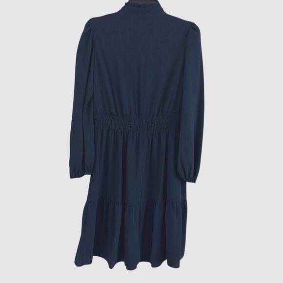 London Times Women Long Sleeve Smocked Waist Ruffled Tiered Dress Size 8 - Picture 2 of 10